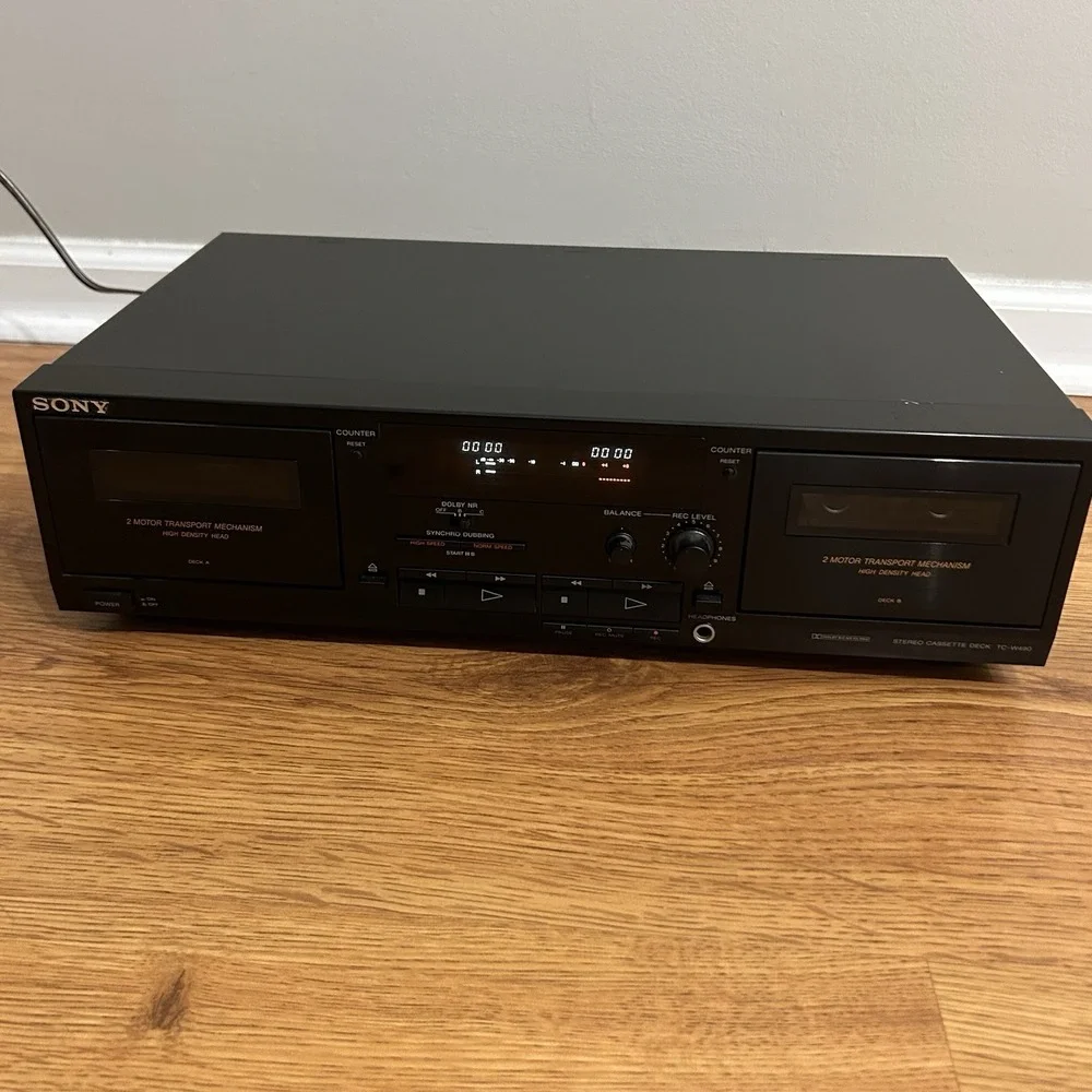 Vintage Sony Model TC-W490 Stereo Dual Cassette Deck Player Japan Black Tested